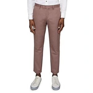 Ted Baker CLIFTRO Flat Front Stretch Cotton Pants In Dark Pink